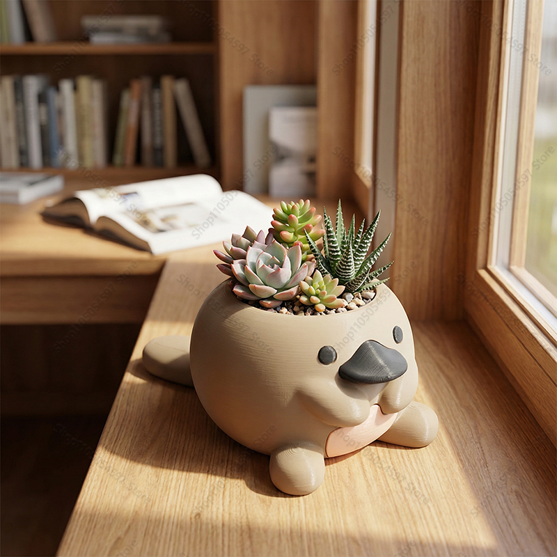 Plant Parent Pot - Sevimli Platypus Şeklinde Saksı 3D Baskılı